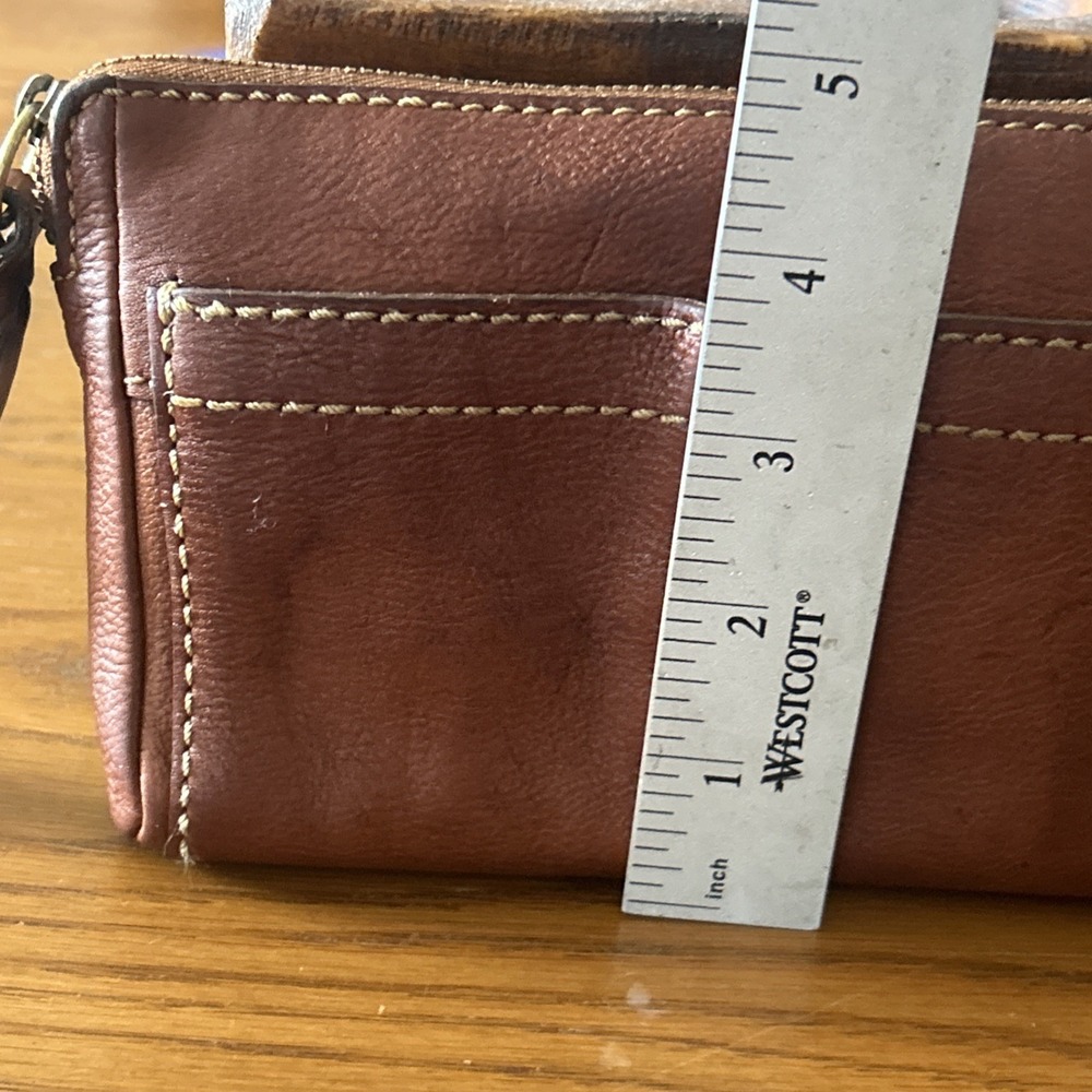 Vintage Frye Mindy Stadium Versatile Cognac Crossbody Slotted Leather Bag - Picture 5 of 10